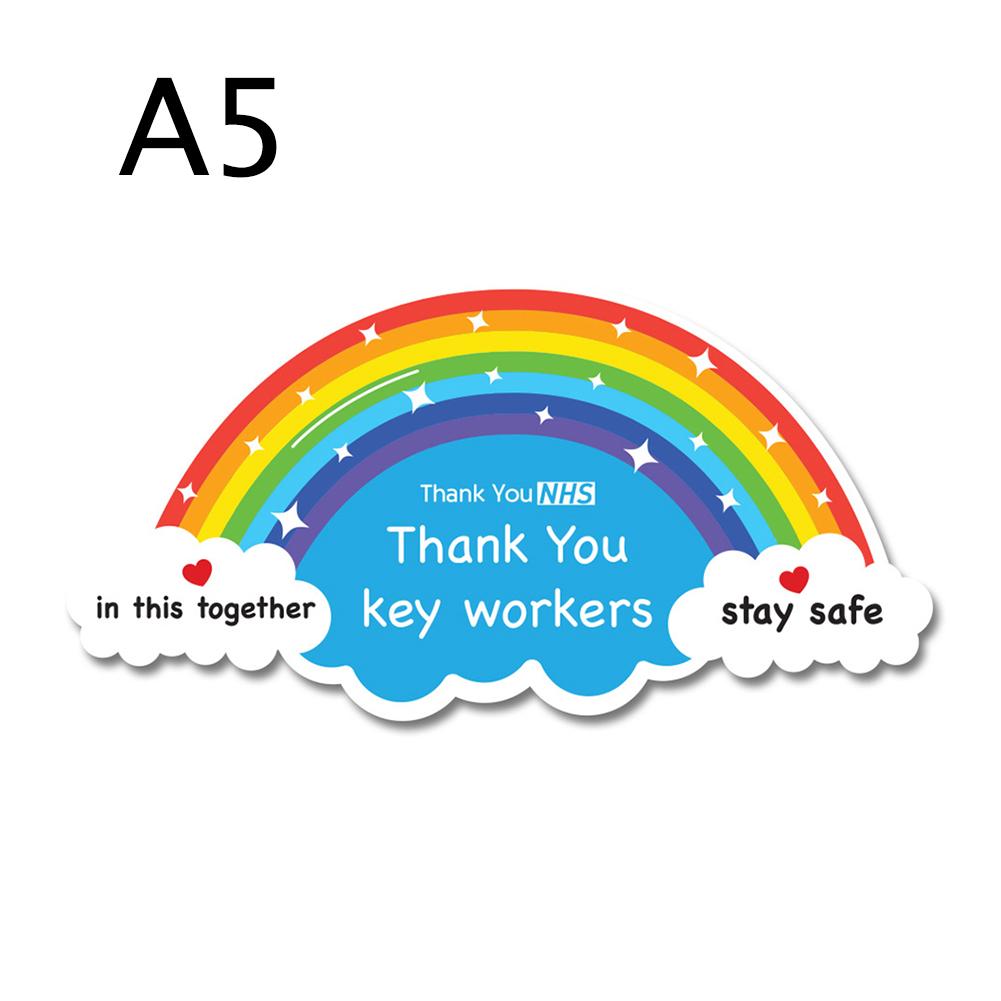 Car Stickers Thank You NHS Sticker Rainbow Waterproof Vinyl Signs Window Car Taxi Van Shop Sticker Car Rainbow Sticker Car Decor: Red