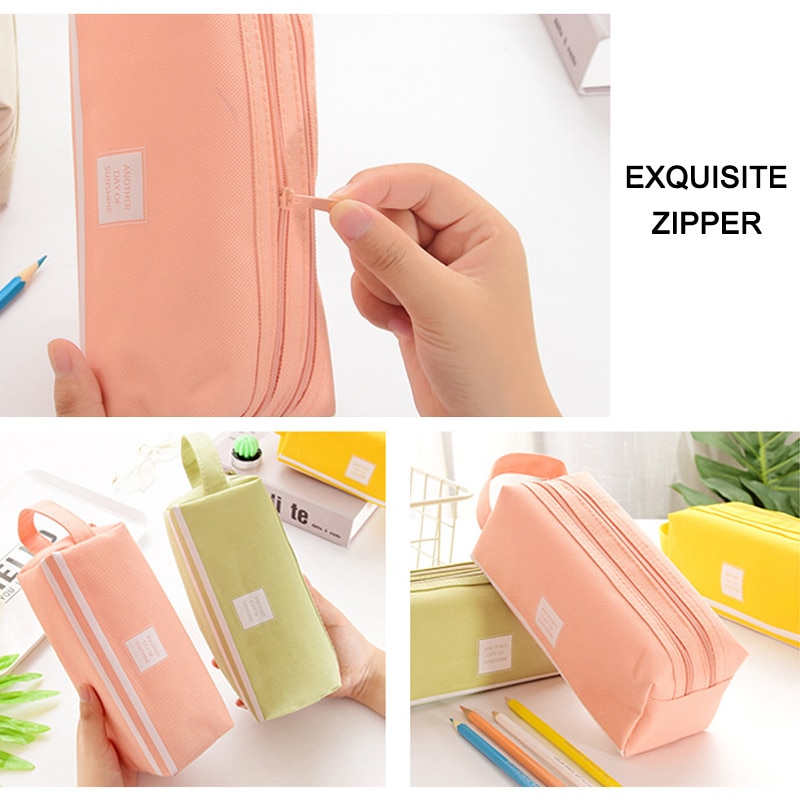 Girls Cute Pencil Case Pen Storage Bag 2 Compartments Makeup Coin Purse for Women SGA998