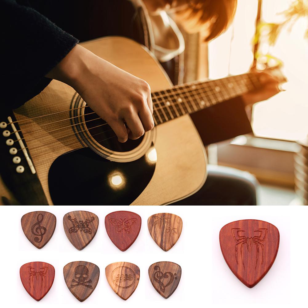 Gitarre wählt 2,5mm Dicke Plektrum Massivholz Fingerpicks Halskette Anhänger wählt Gravur aufbringen Spielen wählt
