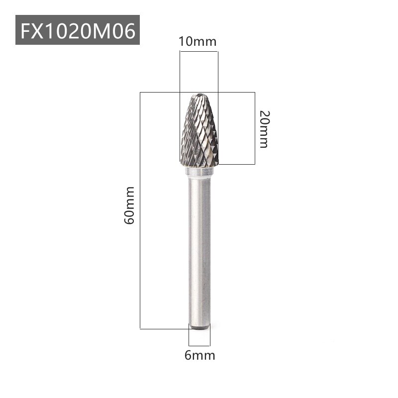 FX Type Head Tungsten Carbide Rotary File Tools Drill Milling Carving Bits Tools Point Burr Die Grinder Abrasive: FX1020M06