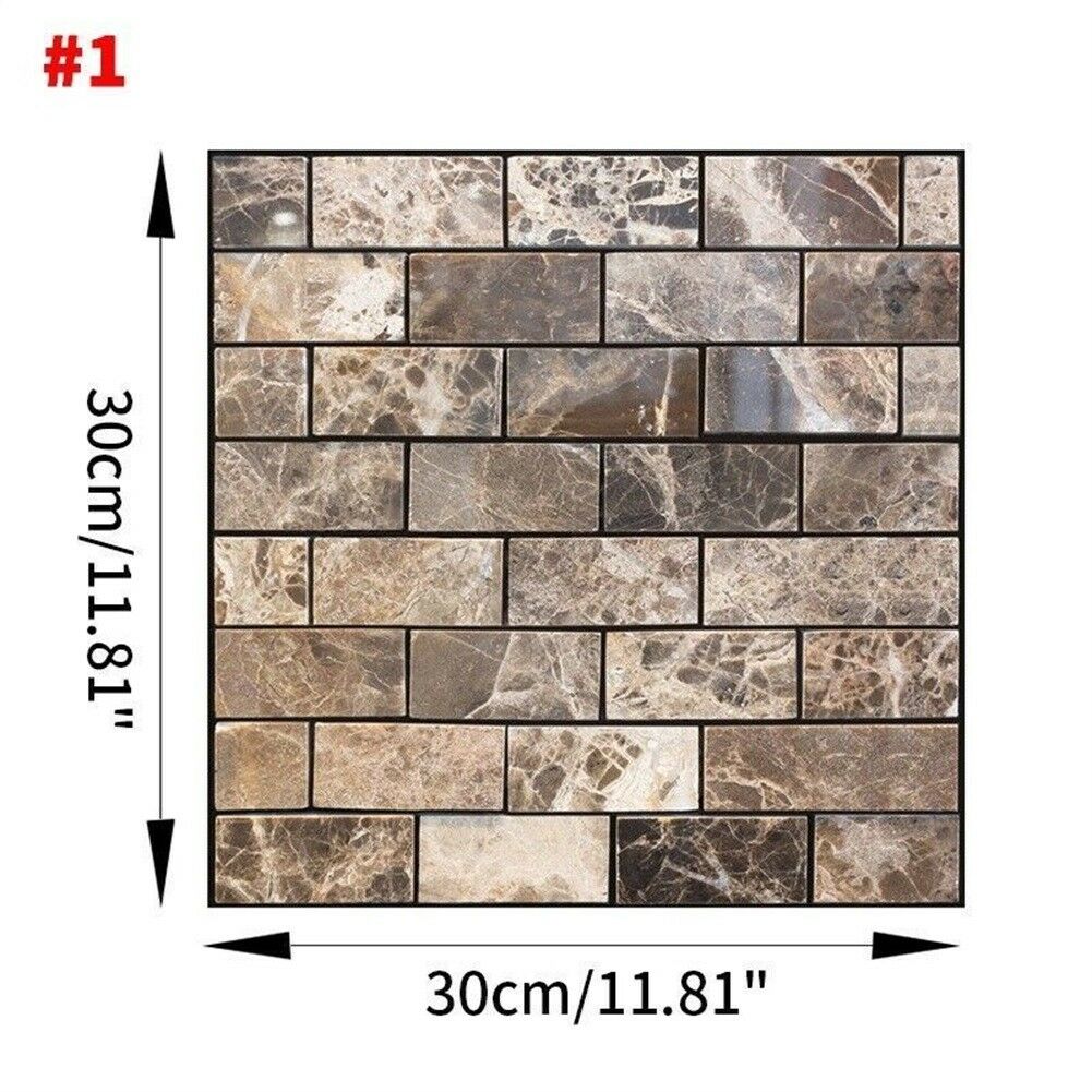 3d mosaik selvklæbende badeværelse køkkenindretning væg trappefliser klistermærke 30 x 30cm: -en