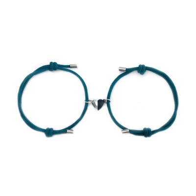 Pulsera magnética con abalorios para parejas, brazalete de amor de larga distancia, con piedras de deseos: Peacock blue