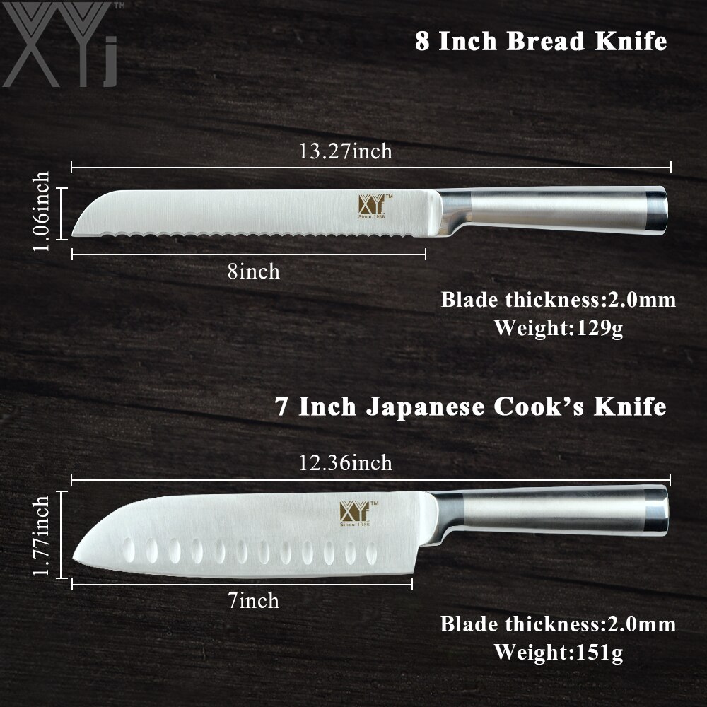 XYj Stainless Steel Kitchen Knive Sets Fruit Vegetable Bread Meat Knife Non-Stick Blade Effort-Saving Handle Knives