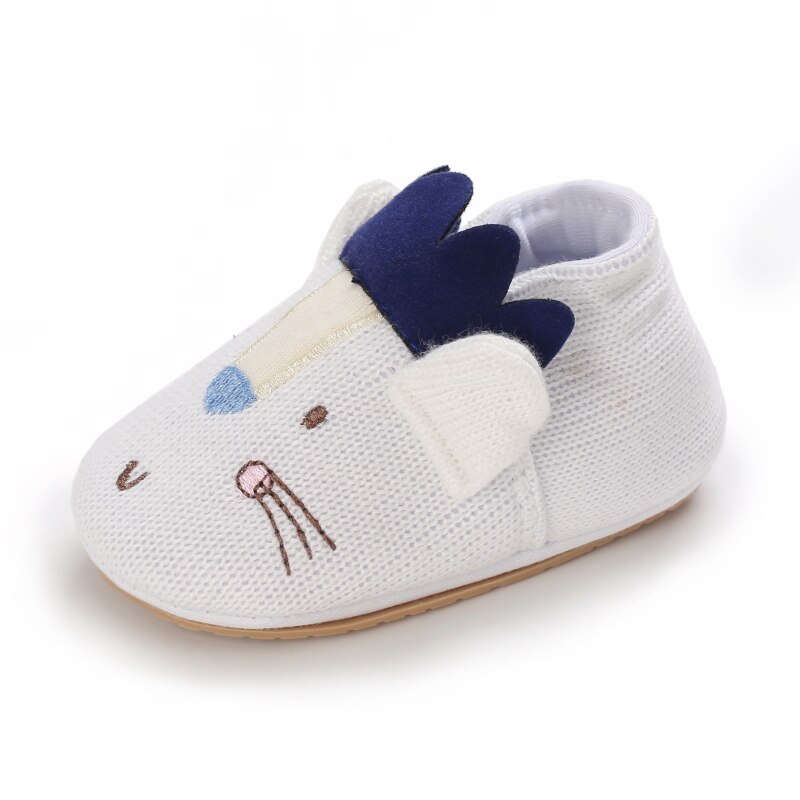 Spring And Autumn Soft Soled Shoes Boys And Girls Knitted Cartoon Rubber Soled Non Slip Shoes 0-18 Month Toddlers