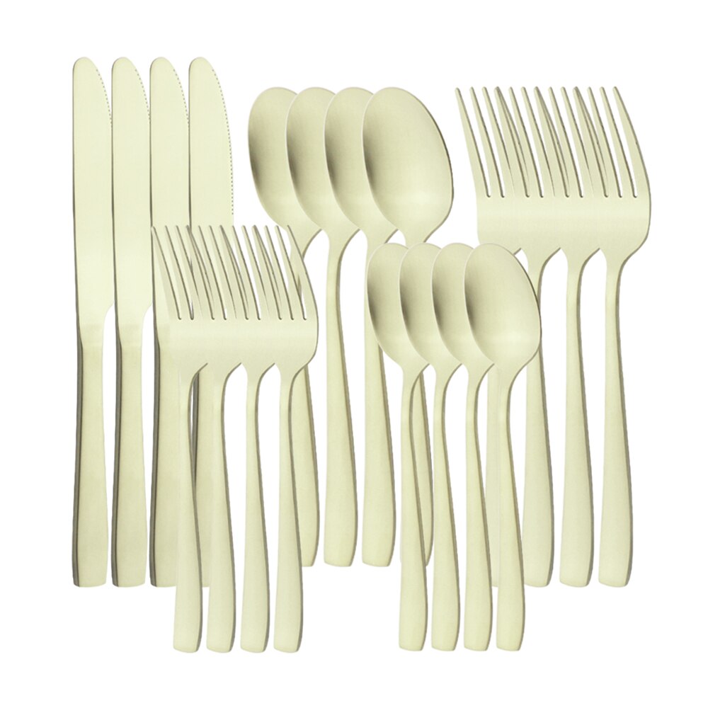 Couverts en acier inoxydable, 20 pièces, noir mat, service de table, couteau à dîner, fourchette à Dessert, cuillère, vaisselle de table, couverts de cuisine pour la maison: Champagne