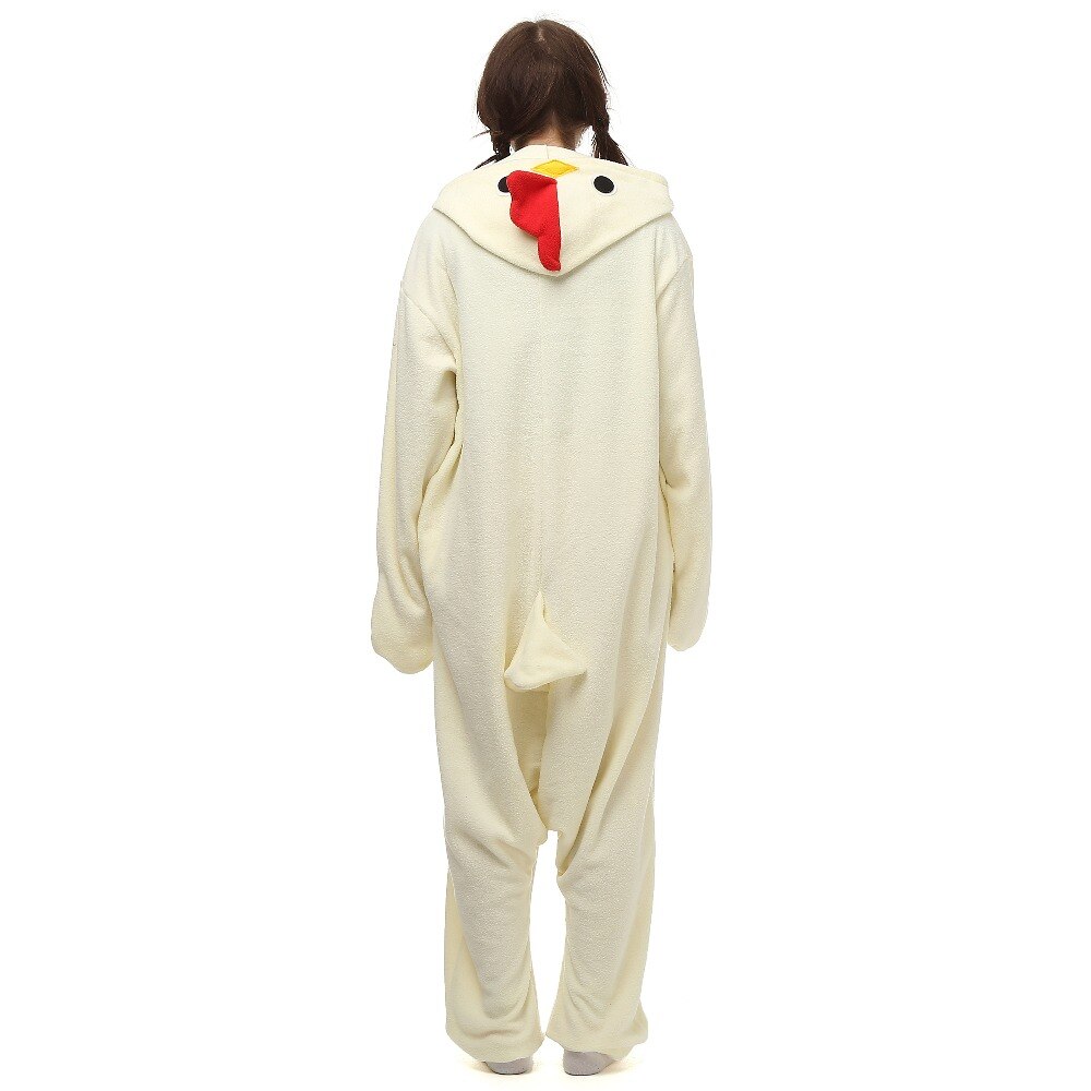 Christmas Halloween Birthday White Chicken Fleece Onesie Homewear Hoodie Pajamas Sleepwear Robe For Adults