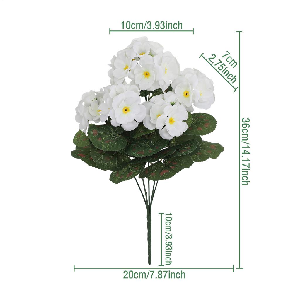Artificial Flower Realistic Geranium Begonia Flower Wedding Bridal Bouquets Home Outdoor Garden Bonsai Decor Festival Garland: WHITE