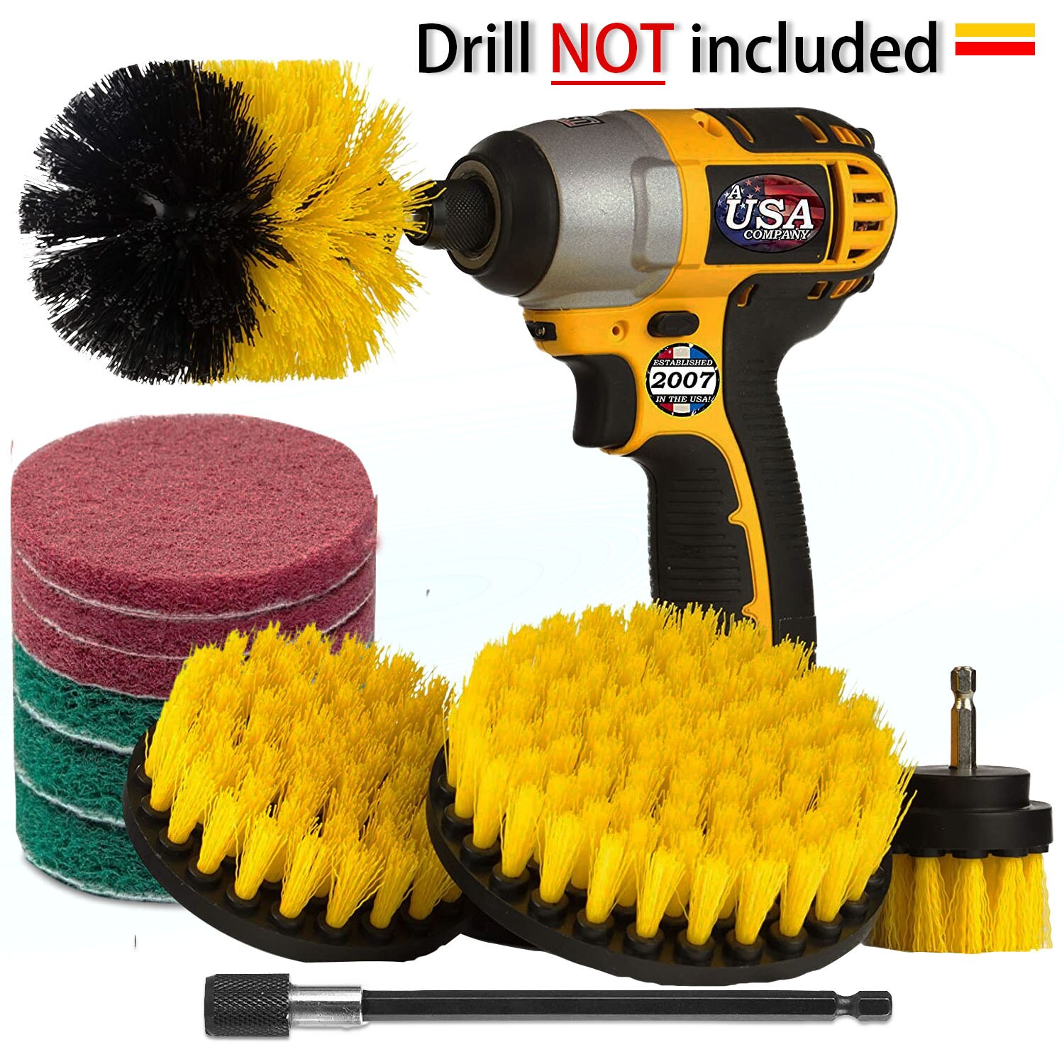 Drill Brush Set for drill Shower Tile and Grout All Purpose Power Scrubber Cleaning Kit Power Scrubber Brush Pad Sponge Kit: 12PCS