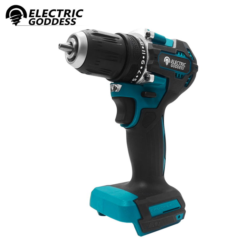 Taladro inalámbrico de 1/2 pulgada y 1700RPM, taladro percutor compacto, motor sin escobillas, accionamiento eléctrico de litio, adecuado para batería Makita de 18V