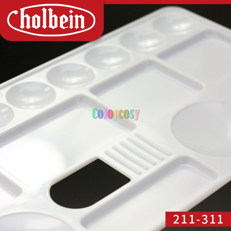 Holbein Plastic Rectangular Artist Painting Palette - Paint Color Mixing Tray - Brush Mix Acrylic, Oil, Watercolor. Art Supplies