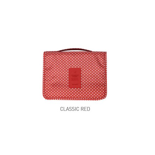 Women's Travel Portable Waterproof Cosmetic Bag Beautician Hanging Toiletry Bags make up Organizer Men women Makeup toilet bag: Dark red