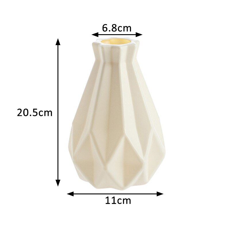 1Pcs PE Big Belly/Diamond/Tree Shape Vase Flower Imitation Ceramic Plastic Flower Vase Flower Basket Nordic Style: big belly white