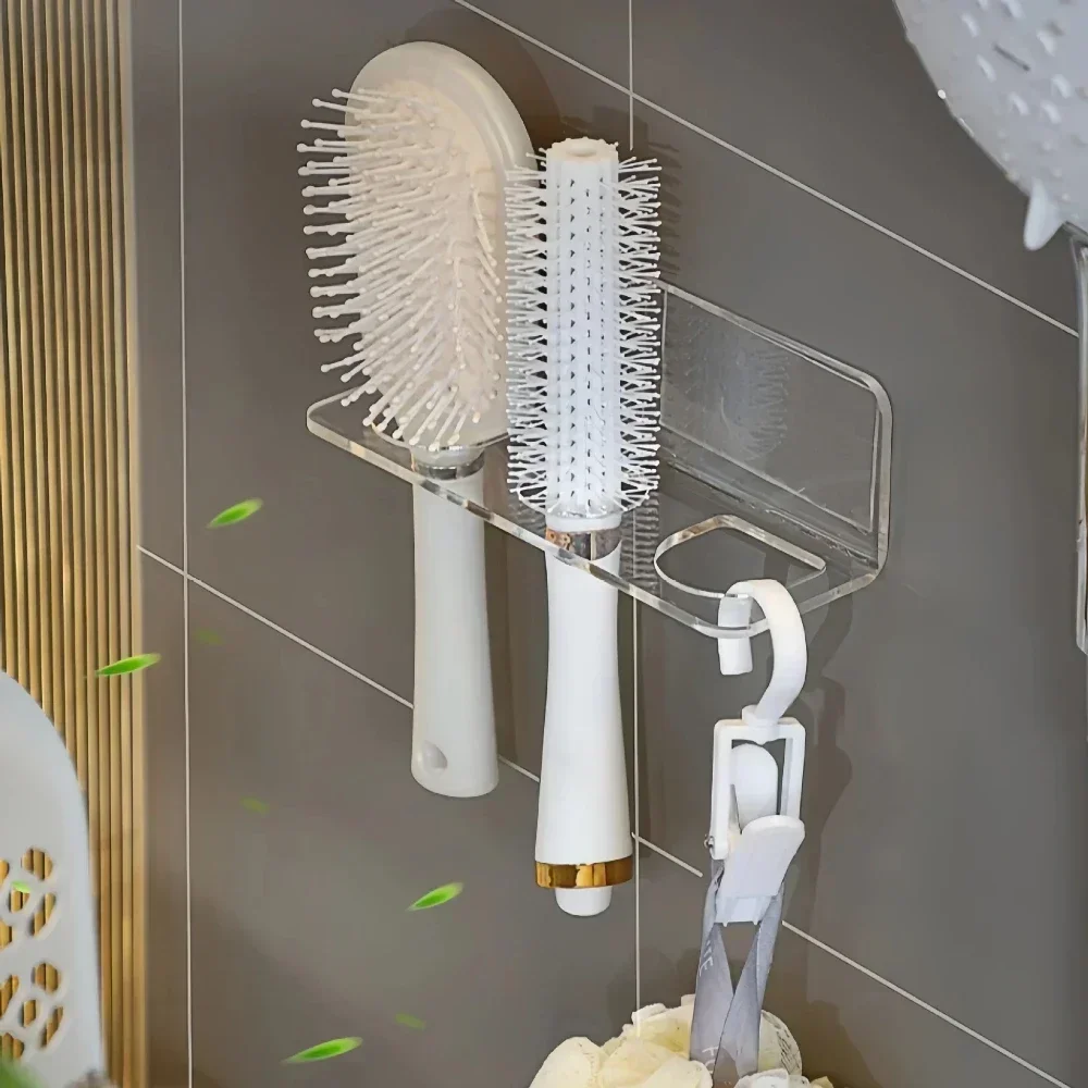 Organizer Acrylic Storage Comb HolderShelf Clear Transparent Wall-Mounted Hair Brushes Rack Bathroom Accessories Home Shelves