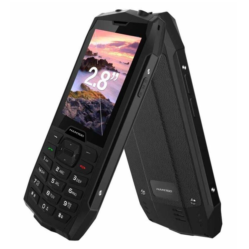 HAMTOD H3 Teléfono resistente Pantalla HD de 2,8 pulgadas Batería de cuatro núcleos 2000 mAh Cámara de 0,3 MP 4G VoLTE: Negro