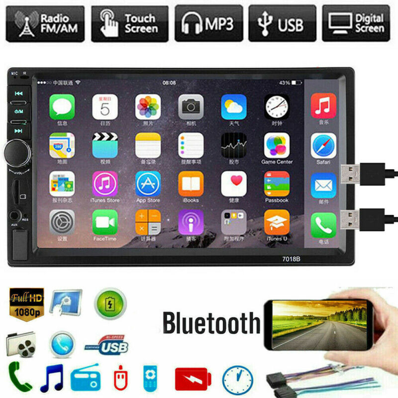 7" Double 2 DIN Head Unit Car Stereo MP5 Player Touch Screen BT Radio FM/USB/AUX