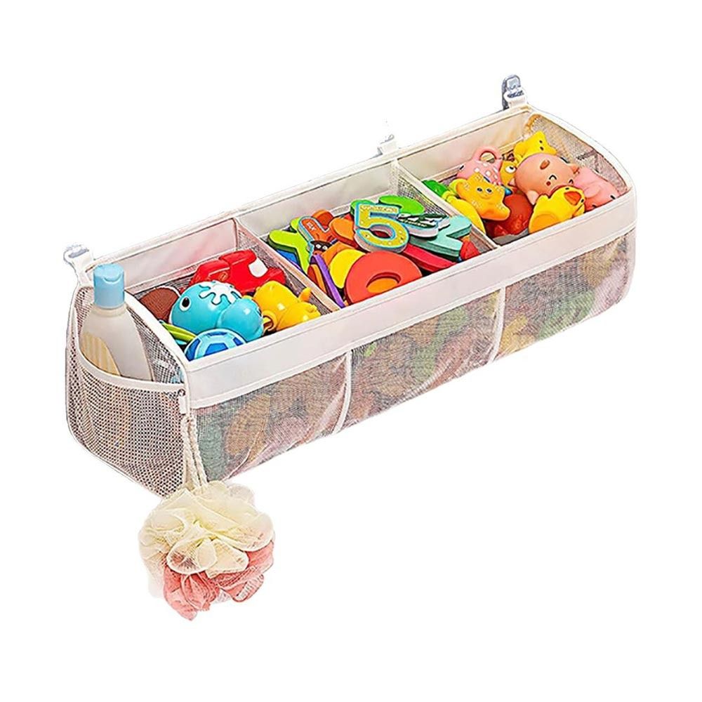 3 Compartment Bath Toy Organizer Large Openings Easy Sorting Toy Hammocks Breathable Horizontal Bath Toy Storage Net