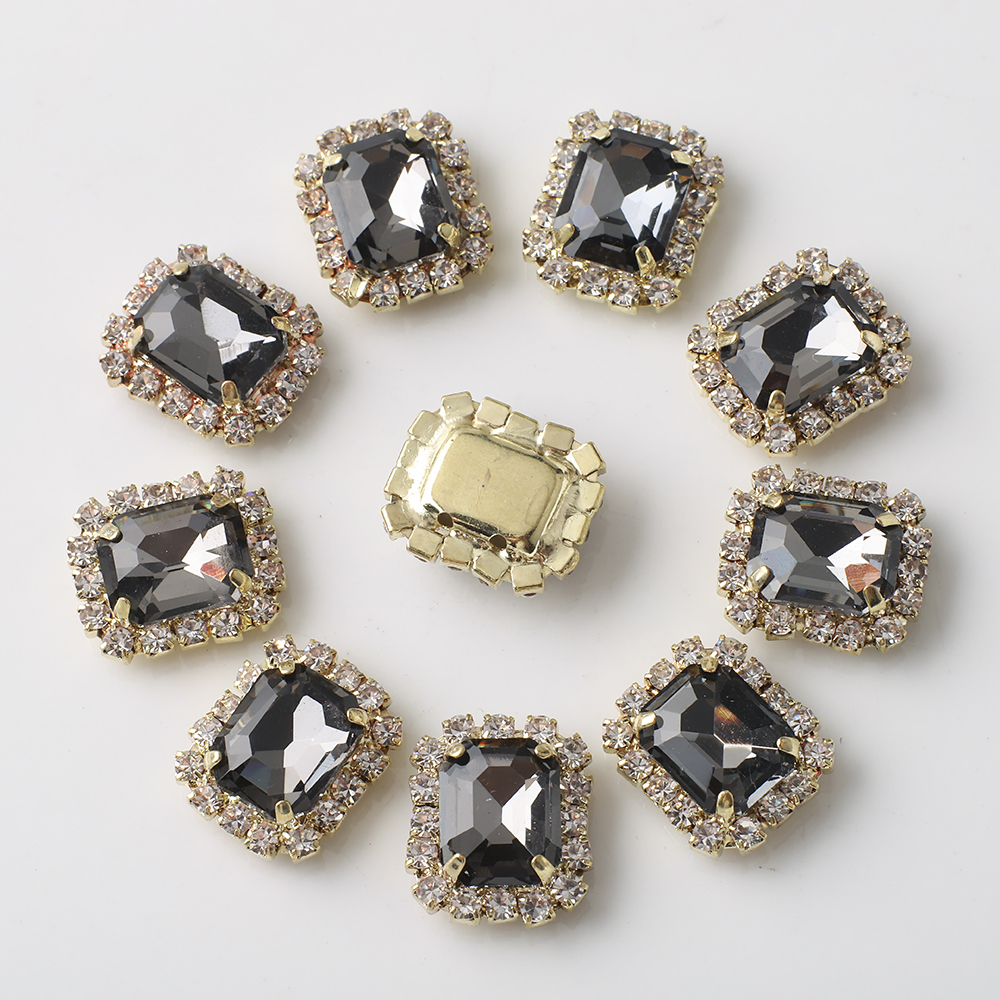 12X14mm 10 Uds diamante Rectangular con incrustaciones de cuatro agujeros garra diamante DIY joyería zapatos para el cabello sombreros materiales accesorios de diamantes de agua: Morado