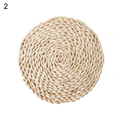 Mantel Individual redondo ovalado de tejido de mimbre para mesa de comedor, alfombrilla aislante del calor para tazas, té, café, Decoración de cocina: Round 20cm