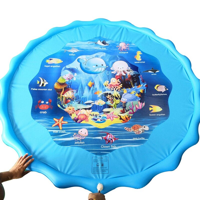 63 inch Inflatable Splash Pad, Sprinkler Play Mat, Outdoor Backyard Sprinklers, Sprinkler for Kids with Wading Pool