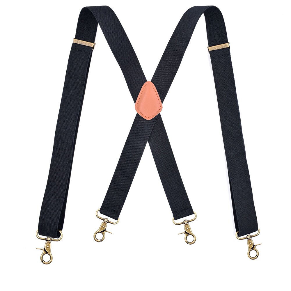 Vintage koukku henkselit miehille häät 3.5cm leveää x-musta raskas iso korkea säädettävä joustava housujen olkaimet olkaimet-musta