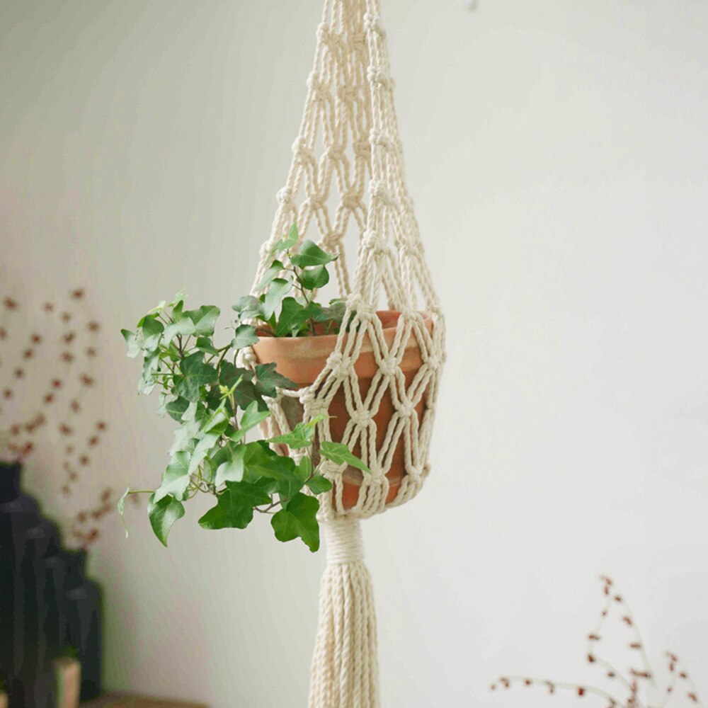 Handmade Macrame Plant Hanger Flower Pot Hanging Planter Basket Support for Flower Stands Wall Hangers Garden Balcony Decoration