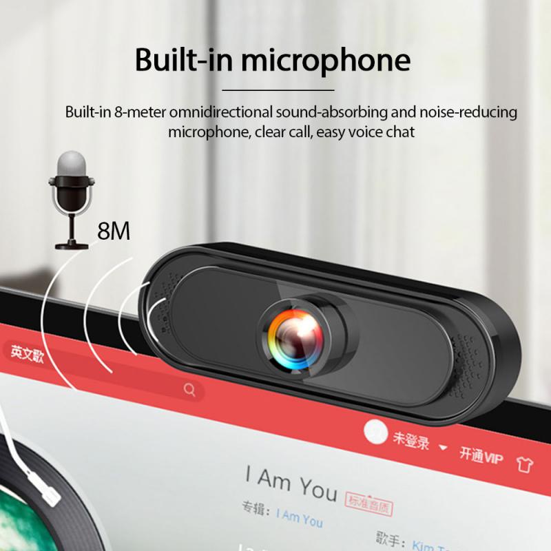 HD Webcam 1080P/720P Web Camera Auto Focus Built-in Noise Reduction Microphone 30fps USB2.0 Web Cam For Laptop Desktop