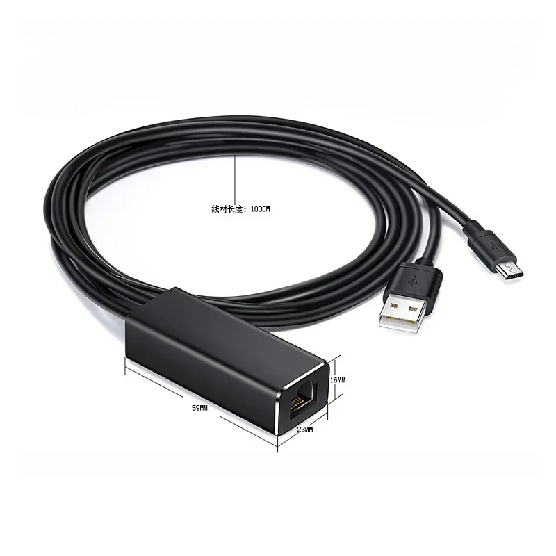 1pcs Ethernet Network Card Adapter Micro USB Power to RJ45 10/100Mbps for Fire TV Stick Chromecast for Google