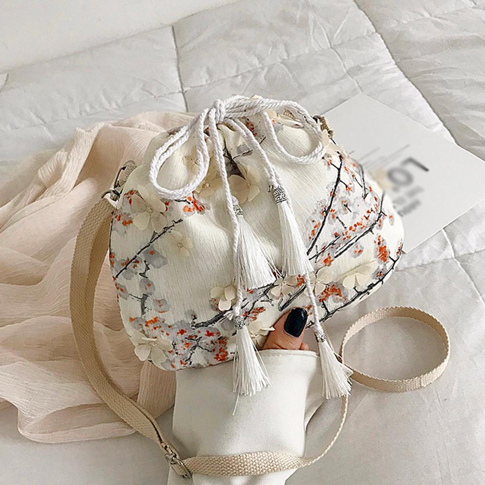 Retro Embroidery Crossbody Bag Luxury Handbags Women Bags Lace Drawstring Bucket Bag Drawstring Small Shoulder Bag #20