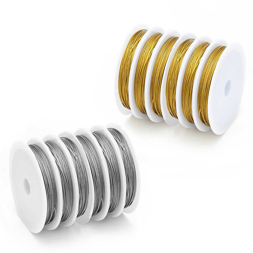 1 rollo de hilo fuerte resistente, 0,3/0,5/0,6mm, alambre de acero inoxidable para cuentas, cordones para joyería, cadena para hacer collares y pulseras DIY