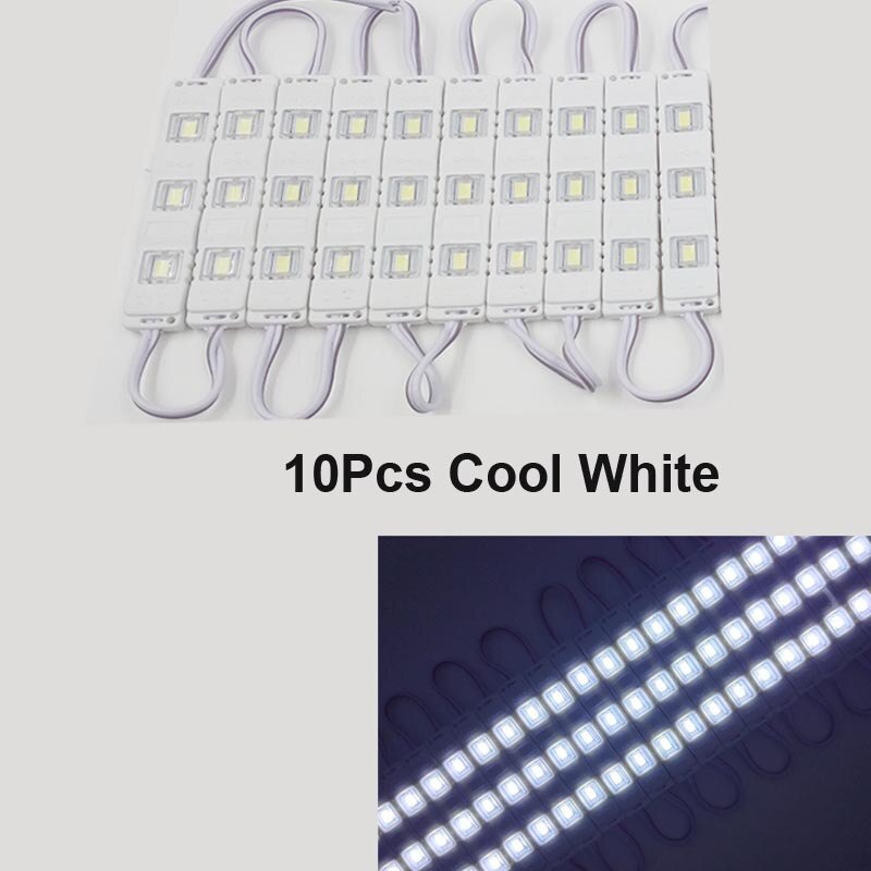 20ps 10ps ip65 5730 3 led modul vandtæt varm hvid, ren hvid, rød, grøn, blå, pink, gul sprøjtestøbningslys til  dc 12v: 10 stk kølig hvid