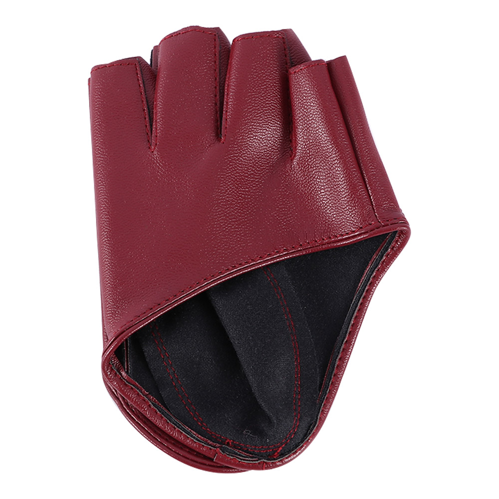 Women's Leather Gloves Half Palm Gloves Half Full Finger Driving Show Jazz Gloves Pole Dance Performance Gloves: 8