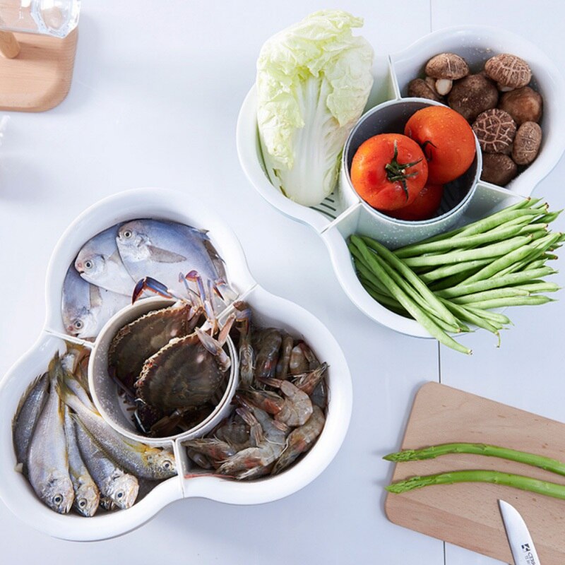 Grønnsak fruktservant vaskestativ varm kjele oppvaskkurv frukt serveringsfat plast tolags tallerken kjøkkenvask allsidig  #7