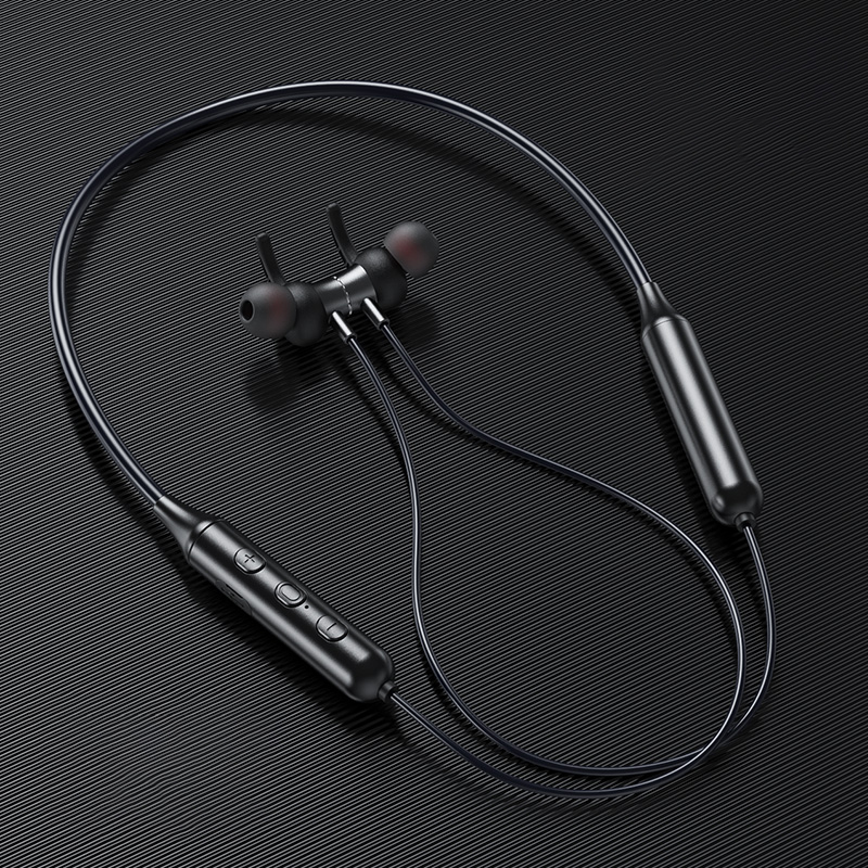 Swalle Bluetooth 5,0 Drahtlose Sport kopfhörer Stereo Subwoofer Hängen Hals Hängen Metall Magnetische Bluetooth Kopfhörer: Schwarz