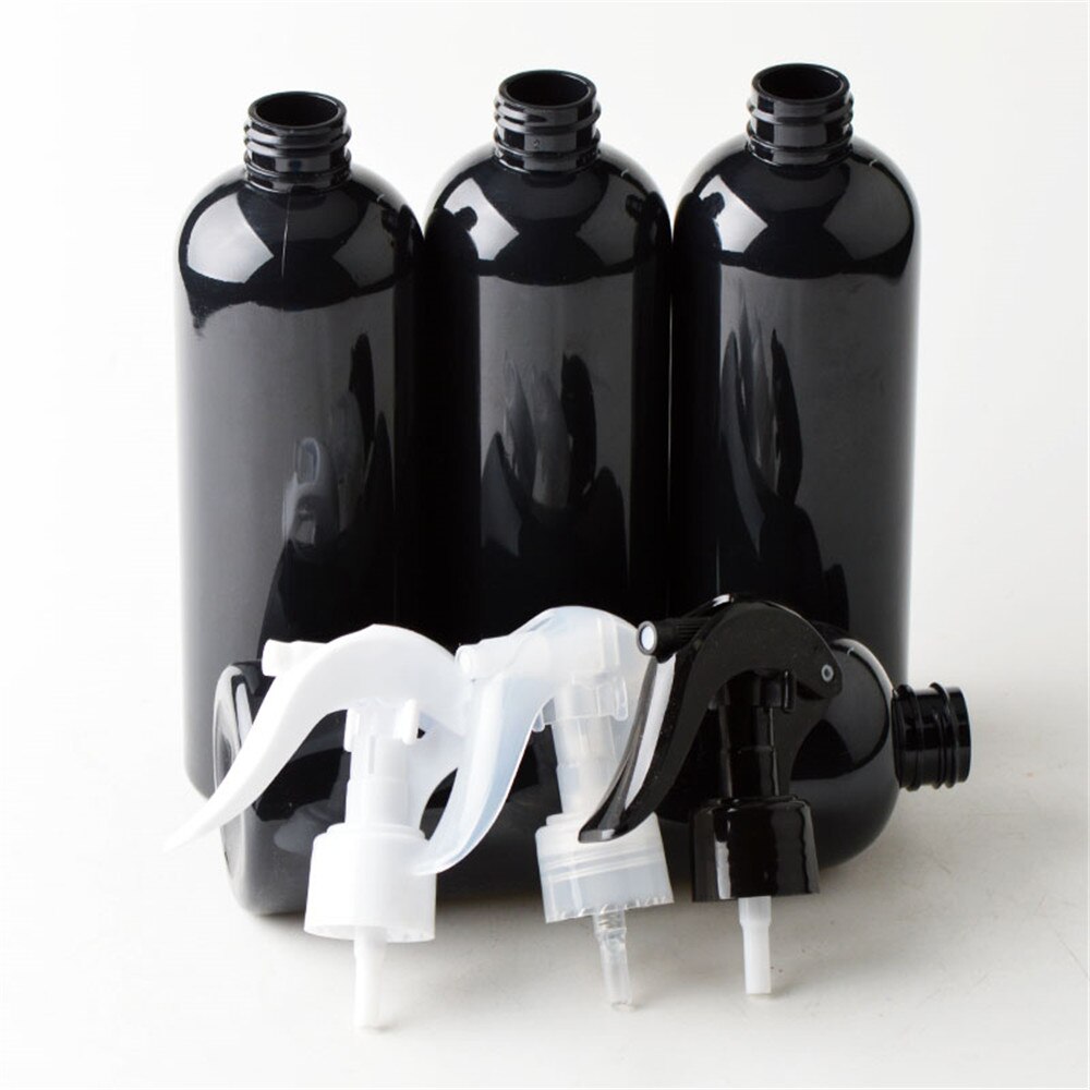 6ps/lot 300ml Travel Shower Black Plastic Spray Bottles With Ergonomic Trigger Sprayer Refillable Bottle Support Logo Printing