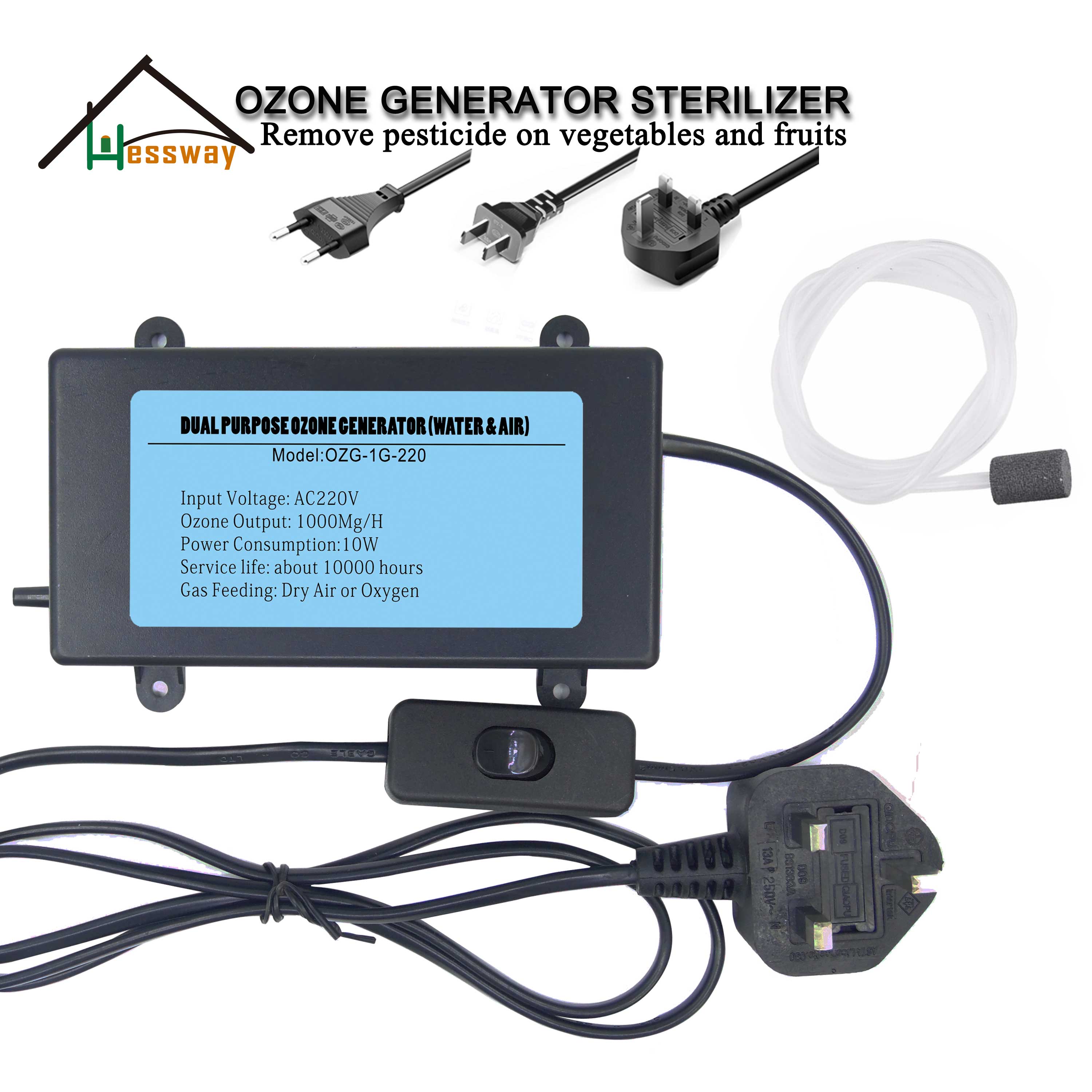 Corona Discharge Ozone Generator 1000MG for Plug EU/US/UK/OEM Optional Connect TUYA Smart Products