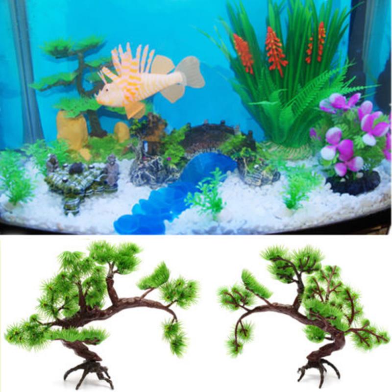 Bonsai fyrretræ akvarium fisketank ornament dekoration flydende plast plante ornament kunstigt træ akvatiske kæledyr forsyninger