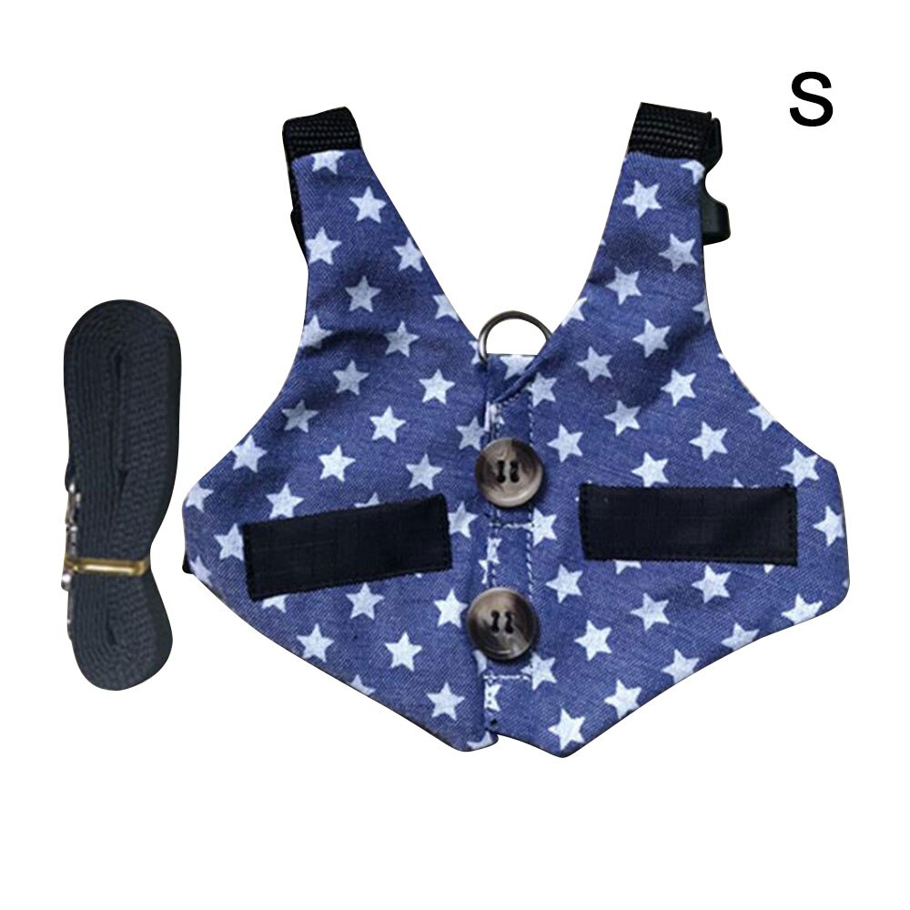 Multifunctionele konijnenvest harnas trekkoordset klein dier verstelbaar zacht harnas met knoopversiering formeel pak stijl: Blauw / Ik
