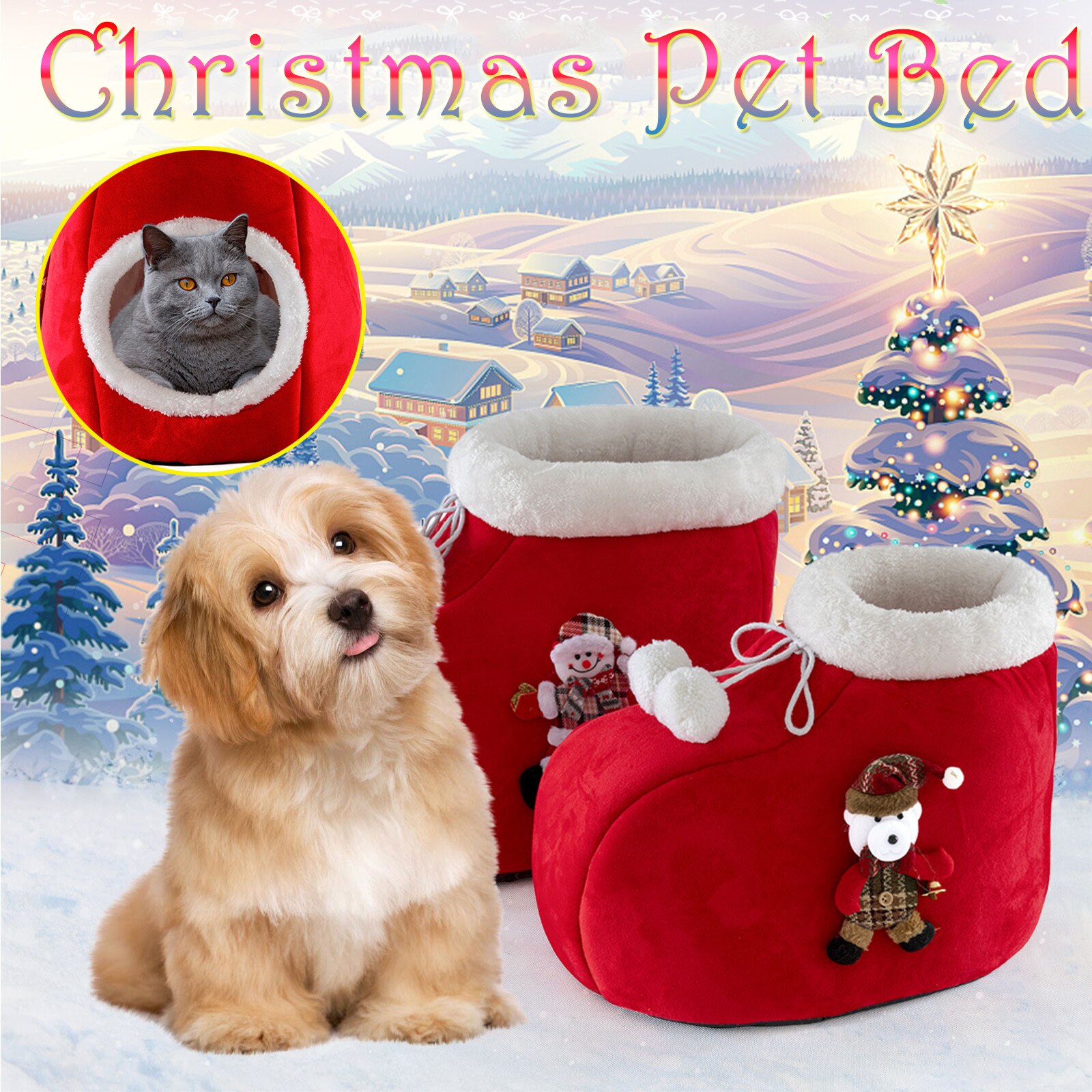 Dog Cat Christmas Winter Warm Sleeping Bag Long Plush Soft Pet Bed Calming Kennel Very Popular Cama Papegaai Speelgoed: S