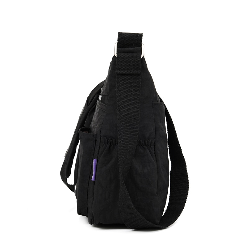 Kvinner nylon skuldervesker multi glidelås lomme budvesker vanntett crossbody bag topphåndtak ryggsekk veske tote