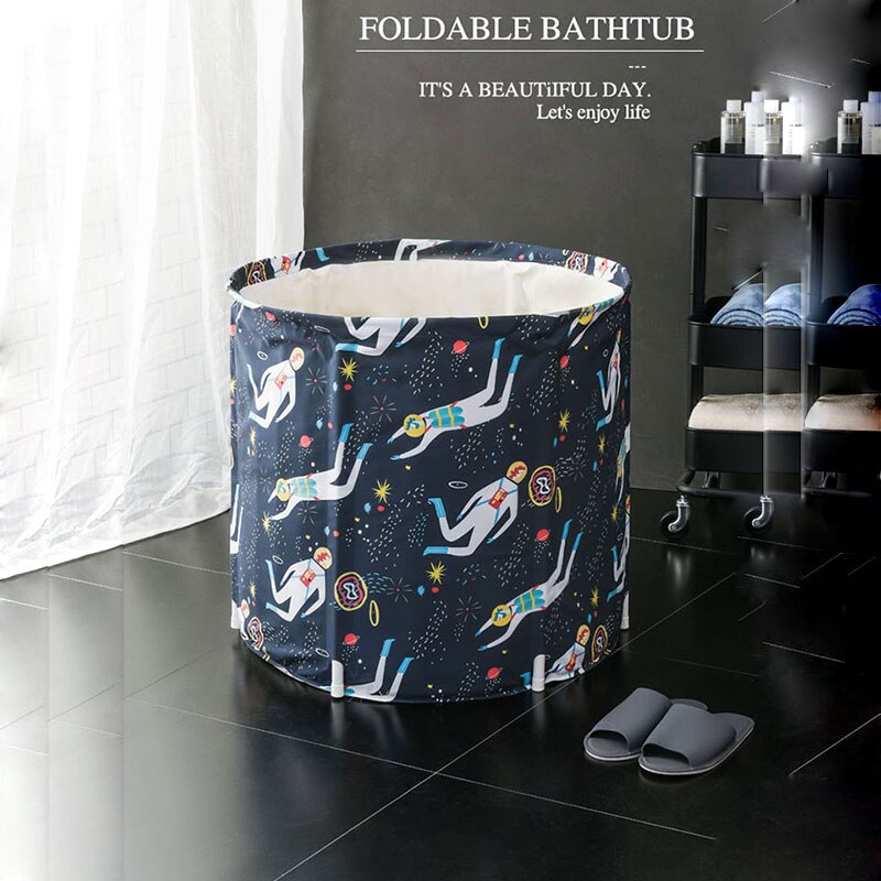 Nordic Bathtub Adults Non inflatable Bath Tub Portable Folding Thicken Eco-Friendly Cloth Deep Soaking Body Bath Barrel