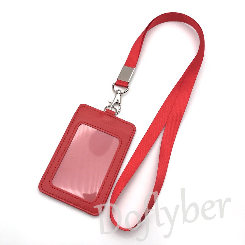 ID Work Card Holder with 15mm Neck Strap Rope Set Bank Employee Name Tag Badge Exhibition Lanyard Company Office Supplies: Red