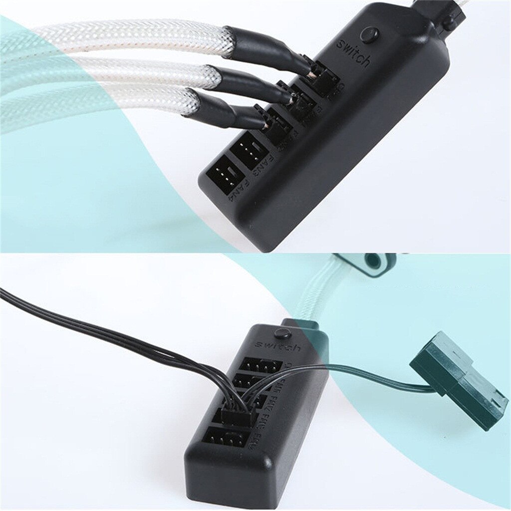 Hub Glow PWM Fans&Cooling Fan Hub PC 5 Way Splitter Sleeved Adapter LED Cable 12V Desktop