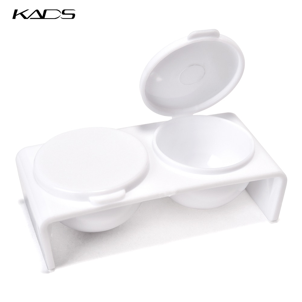 Kads plast dubbel dappen disklåda akryl flytande pulver uv gel tips verktyg vit akryl vätskehållare dubbel dappen disk