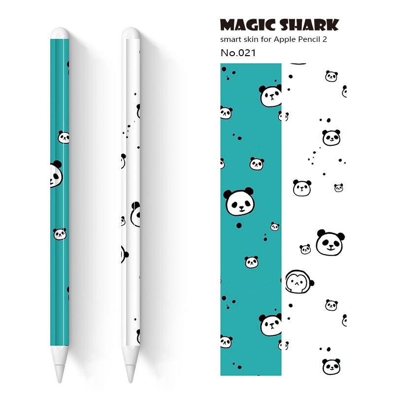 Tubarão mágico 2 pçs/lote bonito crayon shinchan panda urso toque caneta stylus adesivo película de pele papel protetor para apple lápis 2