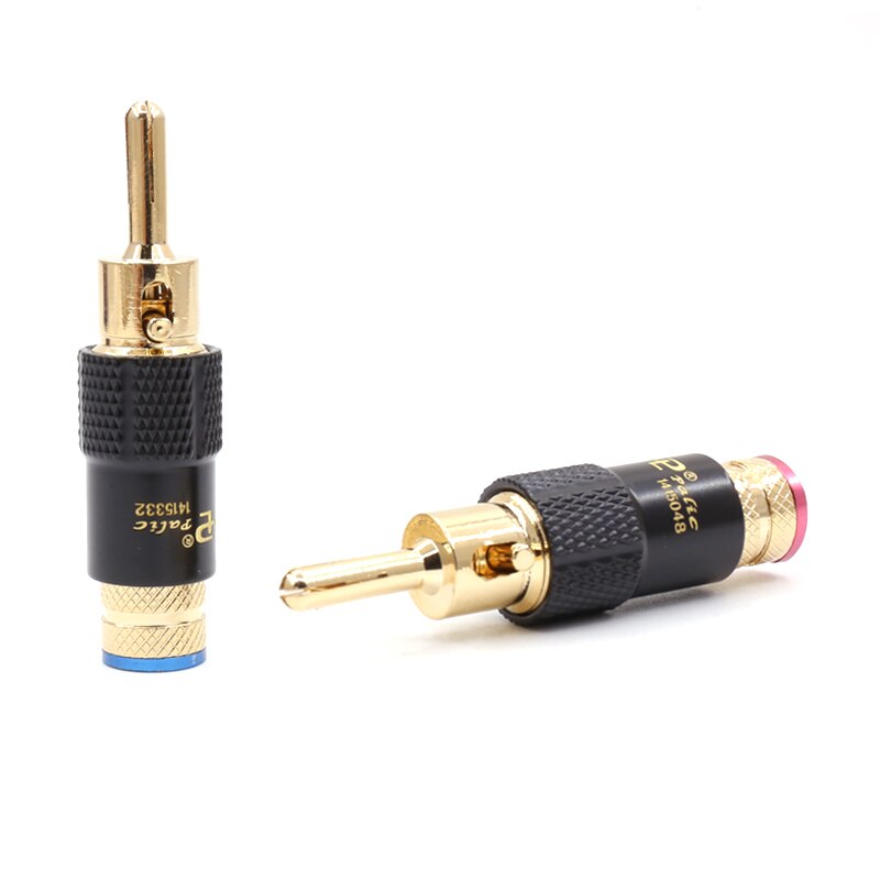 4 stücke 24K Gold Überzogene Audio- Banane Lautsprecher Stecker Schraube sperren 10mm Kabel Draht Stecker