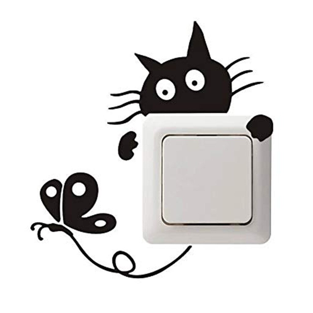 Forskellige sorte kat væg klistermærker lys switch klistermærker mærkater kunst stue boligindretning pvc switch klistermærke adesivo de parede
