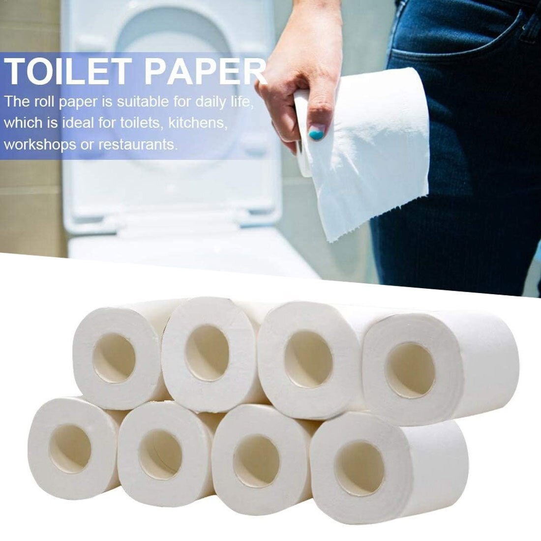 6 rolls Premium Soft Embossed Toilet Paper Roll Paper Hollow Replacement Toilet Paper Home Kitchen Shop Hotel Cafe paper