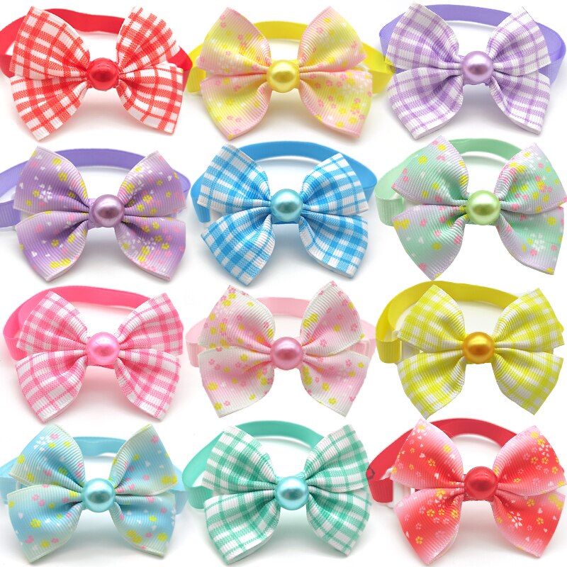 50/100 pc puppy hondenstrikken, handgemaakte strik met parel, hondenverzorgingsaccessoires, hondenstrik, huisdierbenodigdheden, hondenaccessoires: 50 stuks