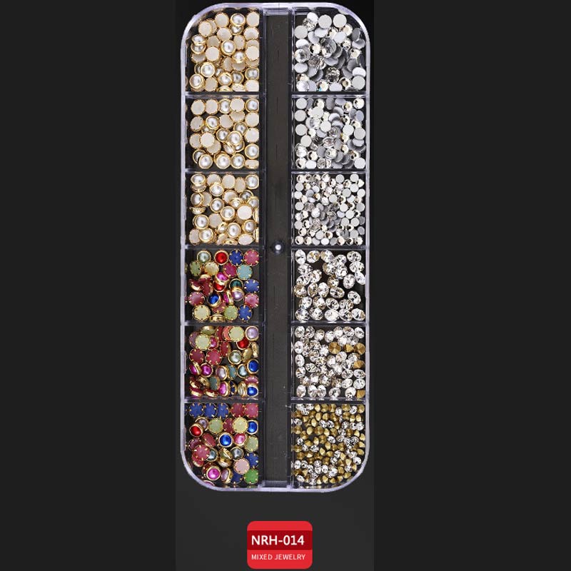 Neue Nagel Kunst Dekorationen 3D Kristall AB Strass Nagel Steine Charme Edelsteine Perle DIY Gold Silber Niet NäGel Schmuck Zubehör: 014