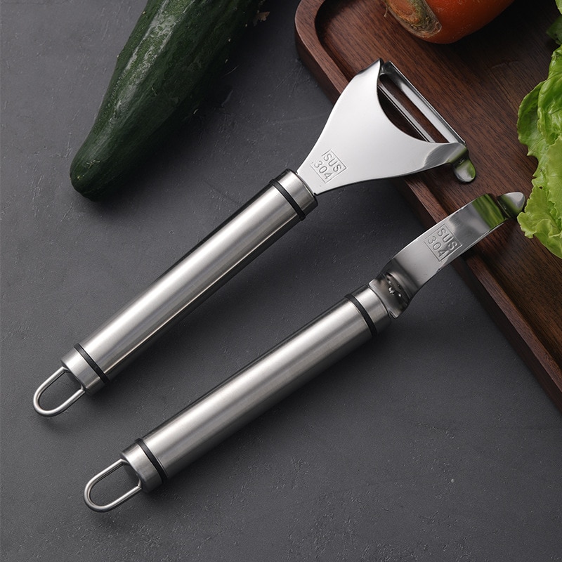 Pelador de acero inoxidable 2pc en 304, pelador de patatas, triturador de verduras, rallador de zanahoria de metal, rebanador, pelador de frutas, herramientas de cocina.